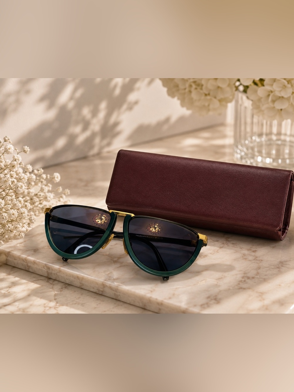 RARE Vintage Gianfranco Ferre Sunglasses GFF 9/S Green Gold Italy Read - Picture 2 of 13
